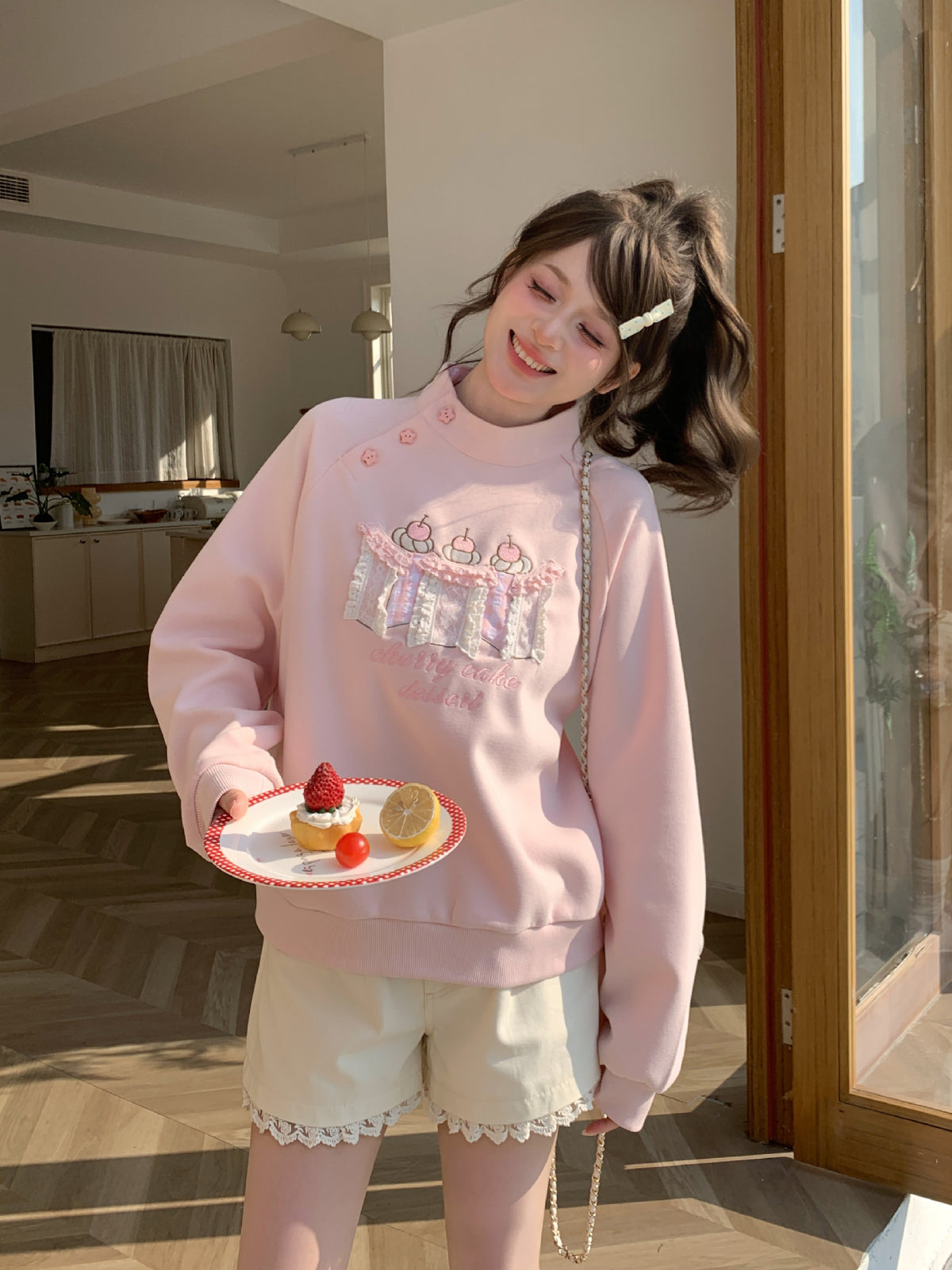 Cherry Cake Dessert Sweatshirt-Tops-ntbhshop