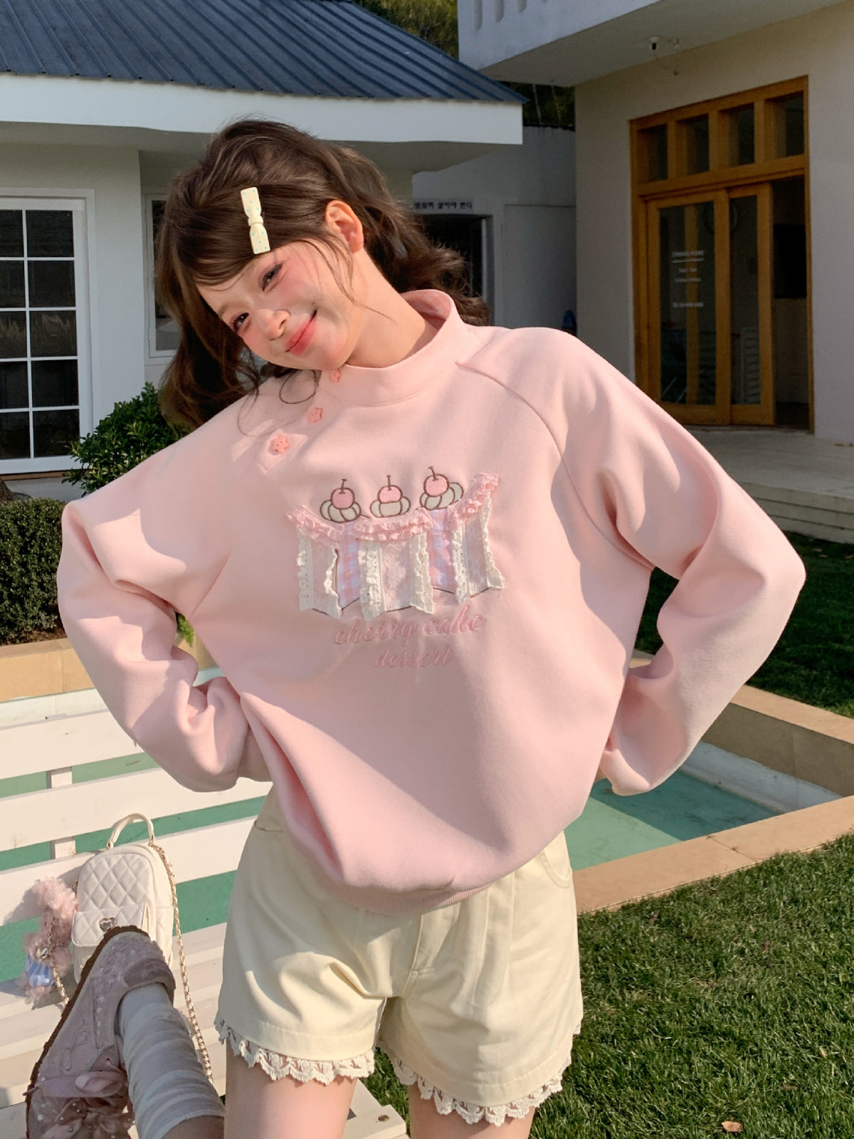 Cherry Cake Dessert Sweatshirt-Tops-ntbhshop