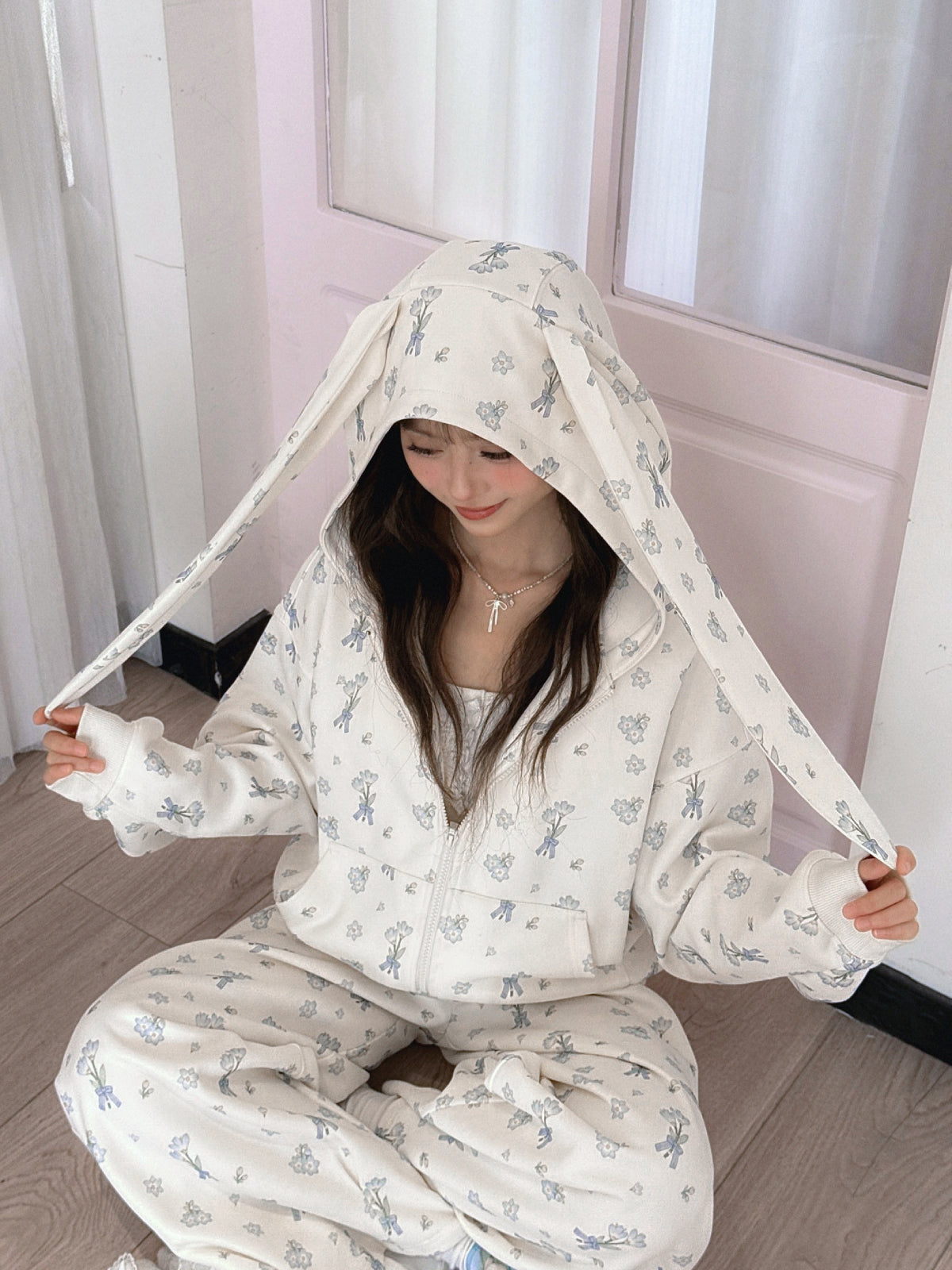Milk Bunny Home Sweat Jacket & Sweatpants-Sets-ntbhshop