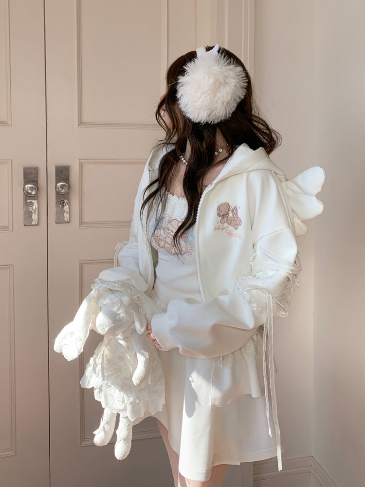 Milk Angel Bear Sweat Jacket & Skirt-Sets-ntbhshop