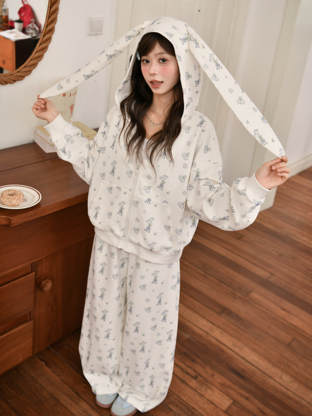 Milk Bunny Home Sweat Jacket & Sweatpants-Sets-ntbhshop
