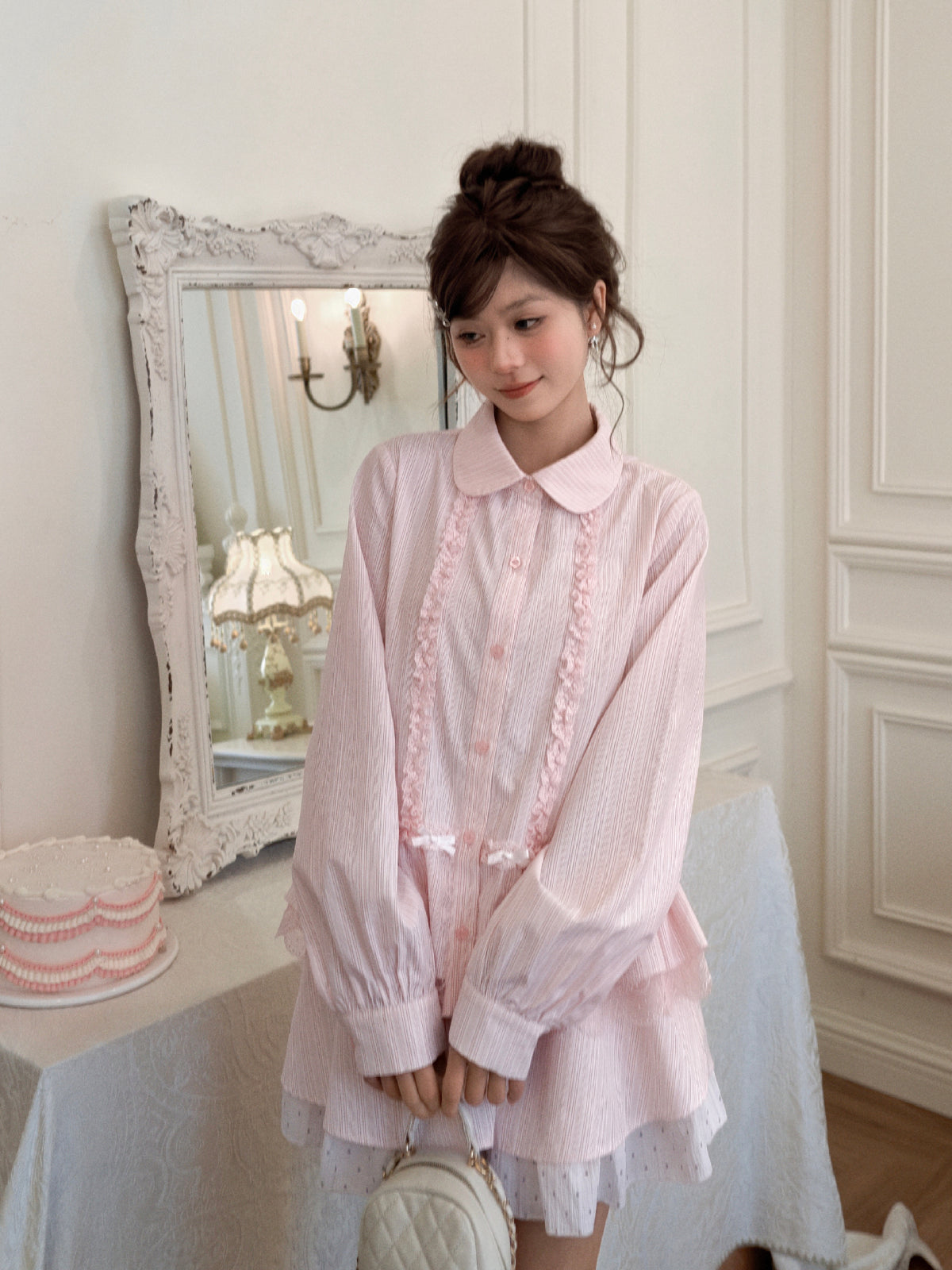 Berry Milk Polka Layered Skirt-Bottoms-ntbhshop