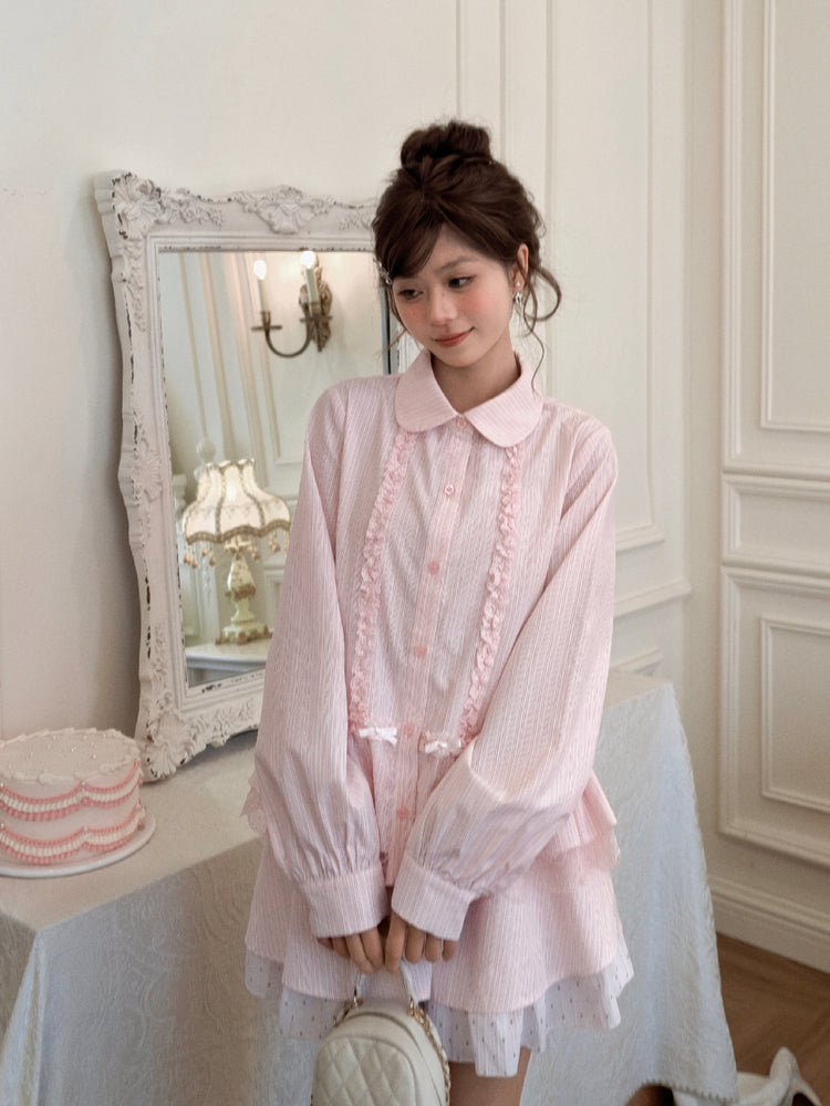 Berry Milk Polka Layered Skirt-Bottoms-ntbhshop