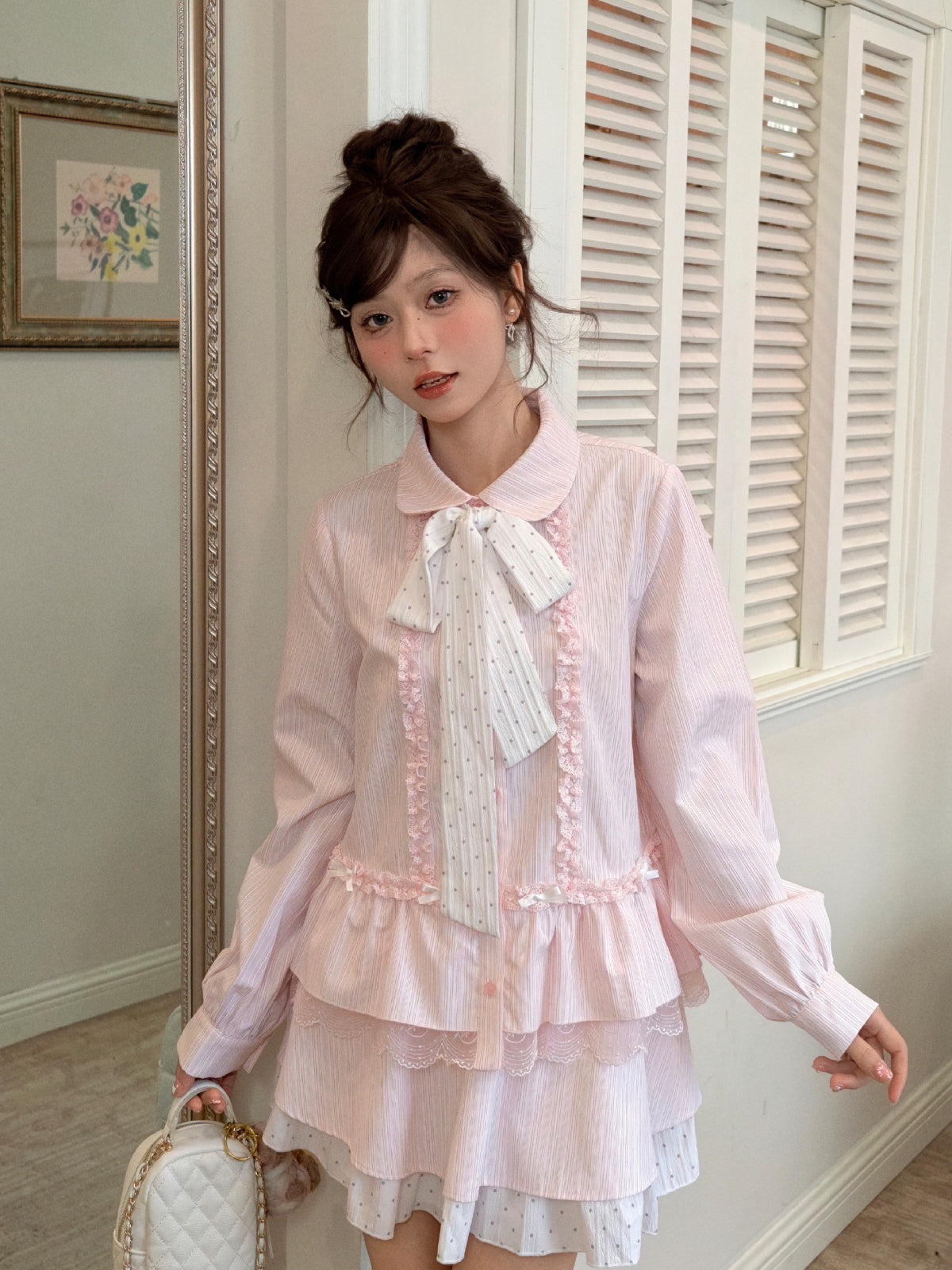 Berry Milk Polka Layered Skirt-Bottoms-ntbhshop