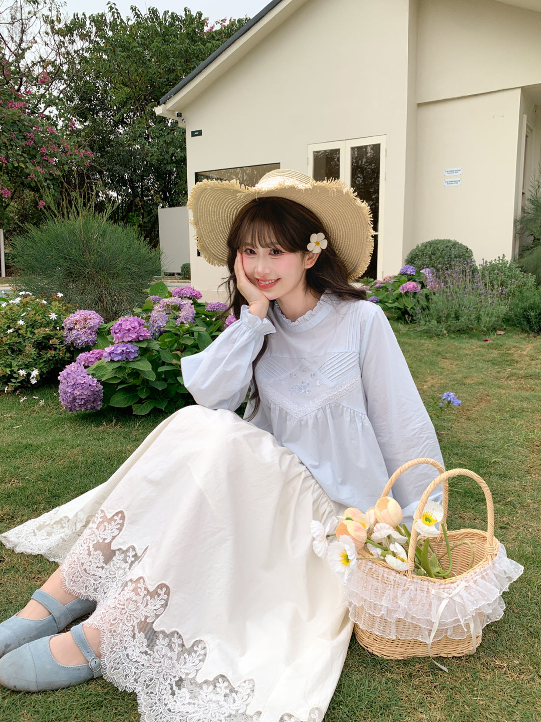 Petal Cloud Lace Blouse-Tops-ntbhshop