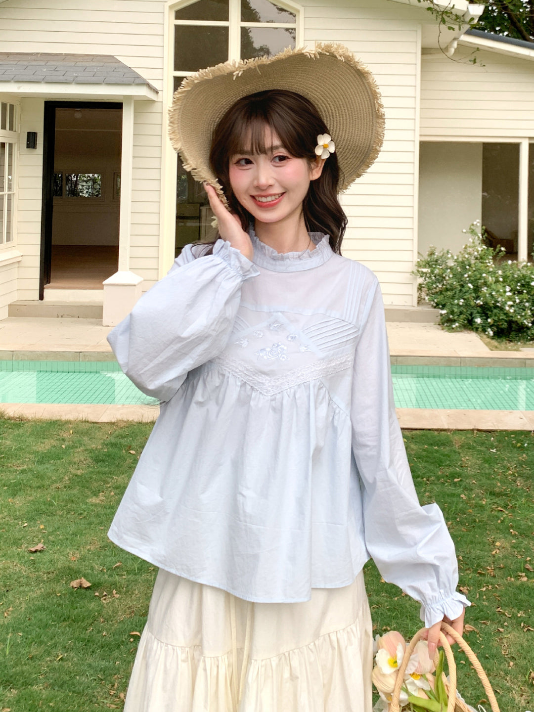 Petal Cloud Lace Blouse-Tops-ntbhshop