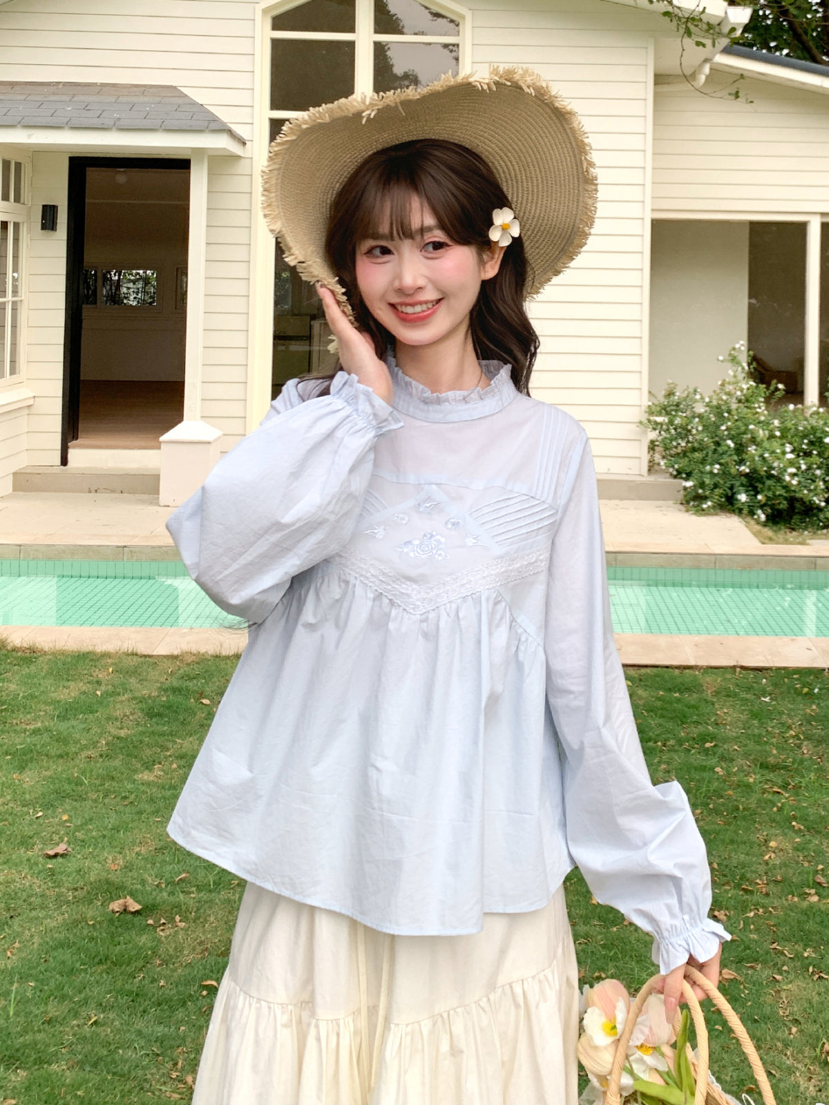 Petal Cloud Lace Blouse-Tops-ntbhshop