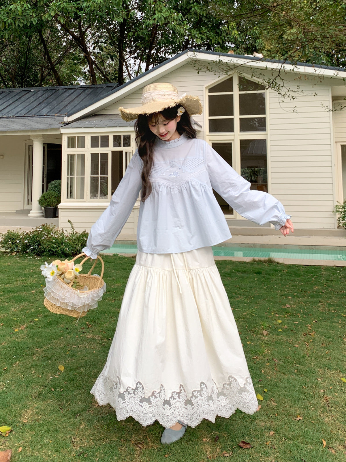 Petal Cloud Lace Blouse-Tops-ntbhshop