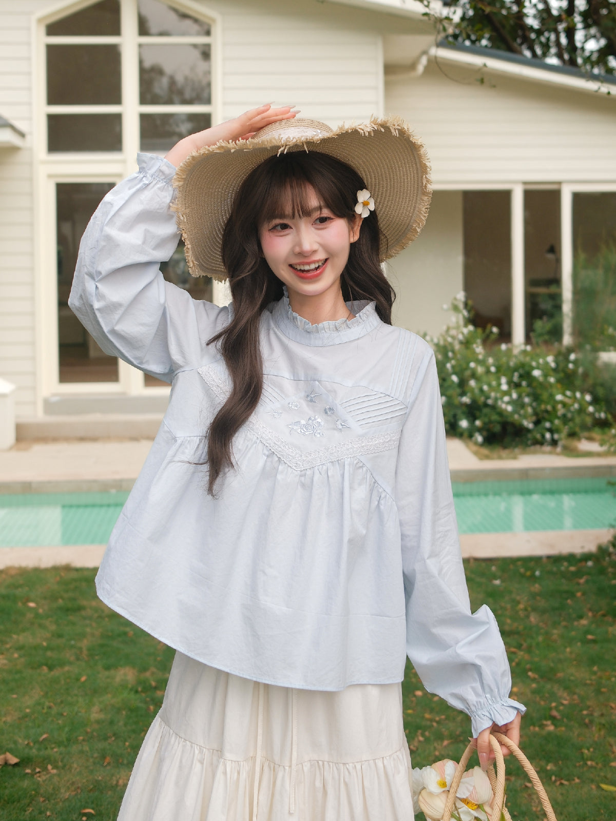 Petal Cloud Lace Blouse-Tops-ntbhshop