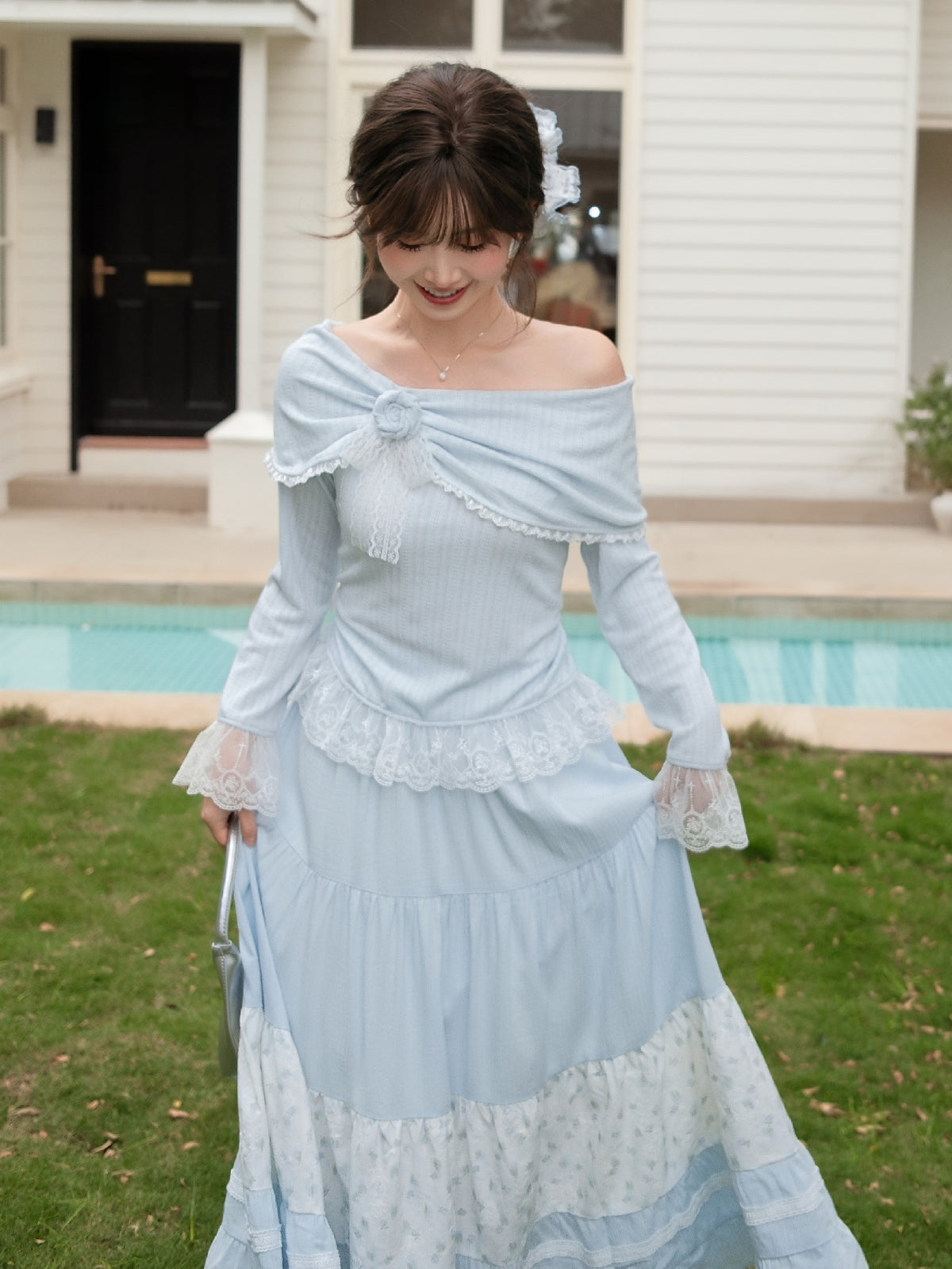 Cloud Garden Off Shoulder Top-Tops-ntbhshop