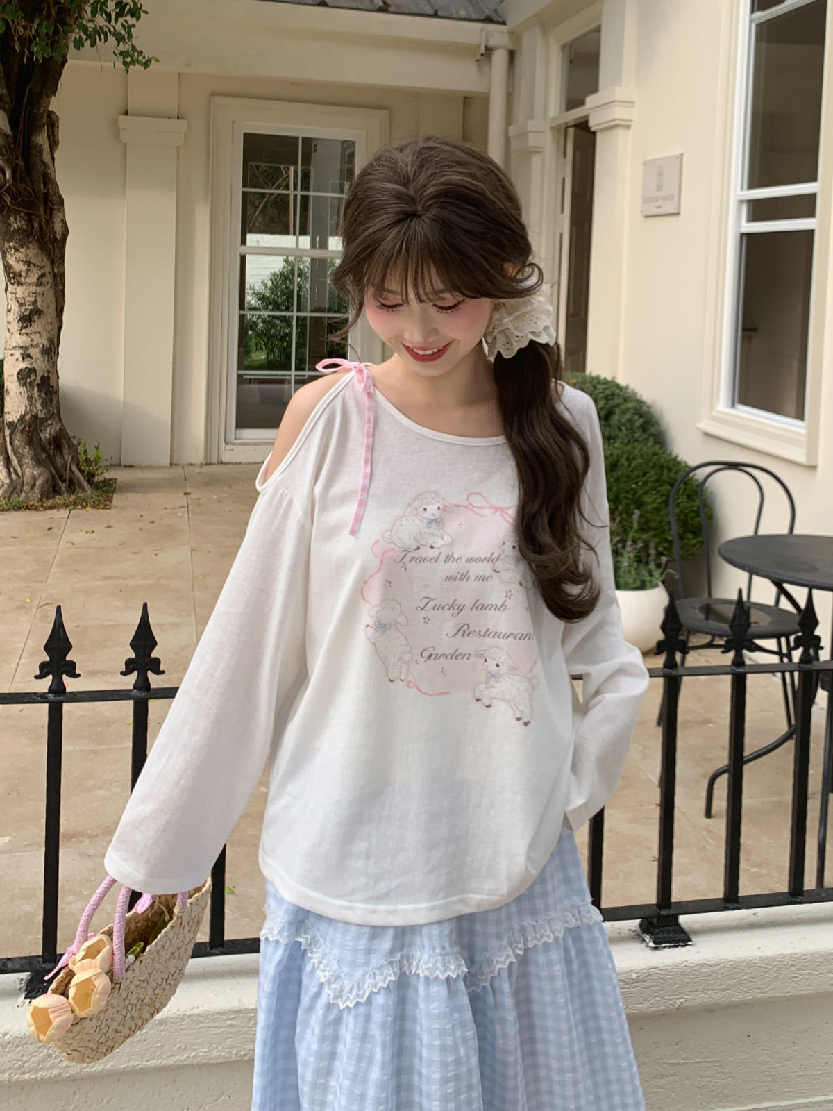 Soft Lamb Off Shoulder Tees-Tops-ntbhshop