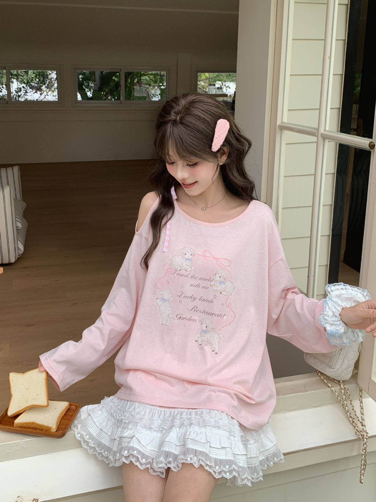 Soft Lamb Off Shoulder Tees-Tops-ntbhshop