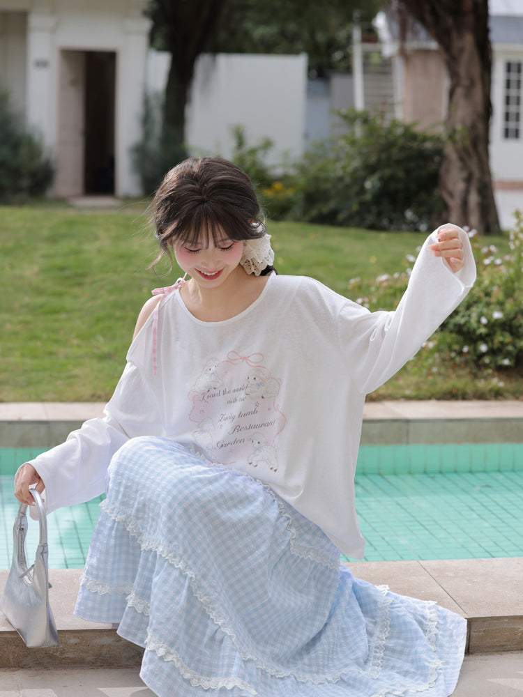 Blush Gingham Lace Skirts-Bottoms-ntbhshop