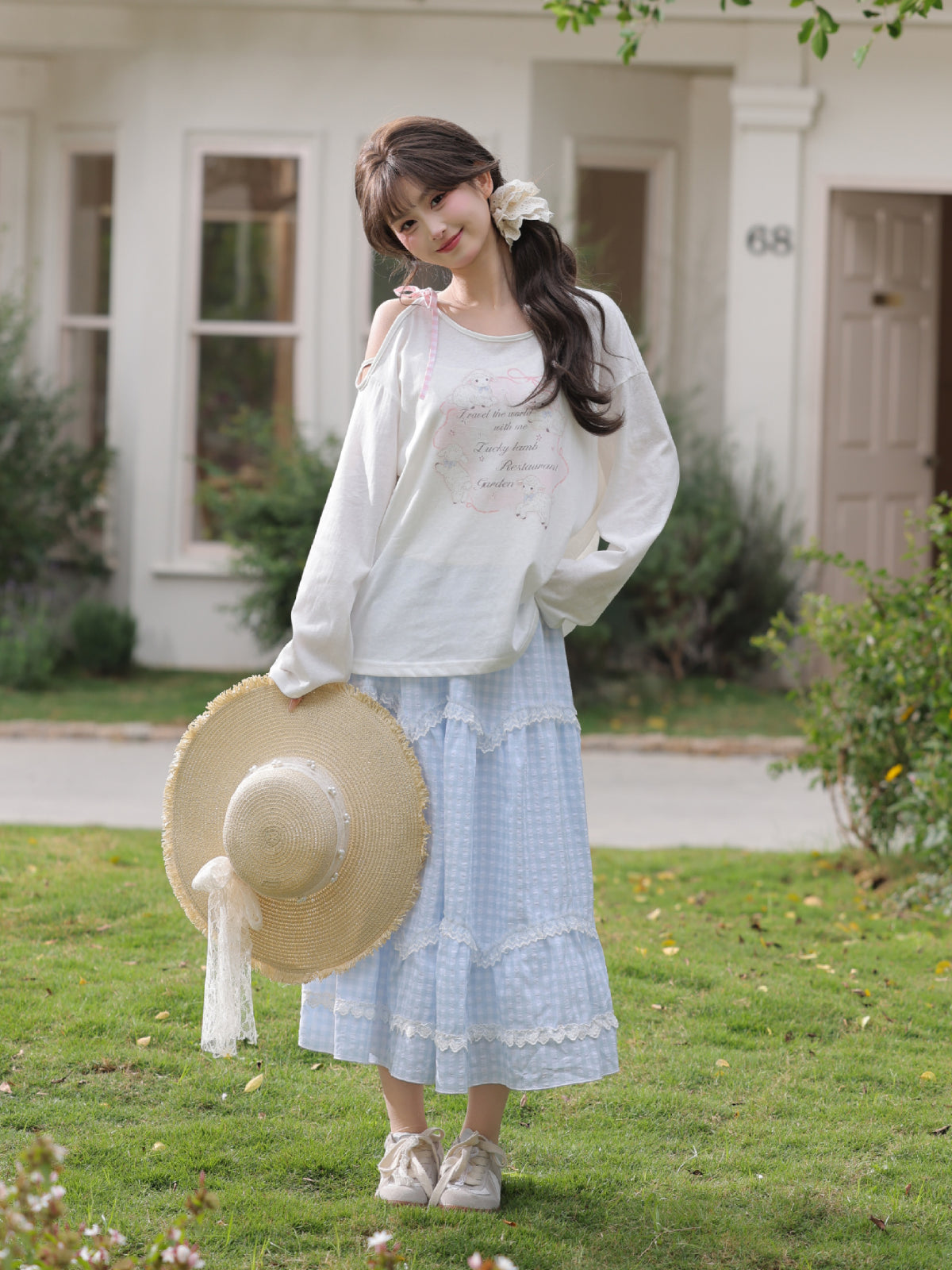 Blush Gingham Lace Skirts-Bottoms-ntbhshop