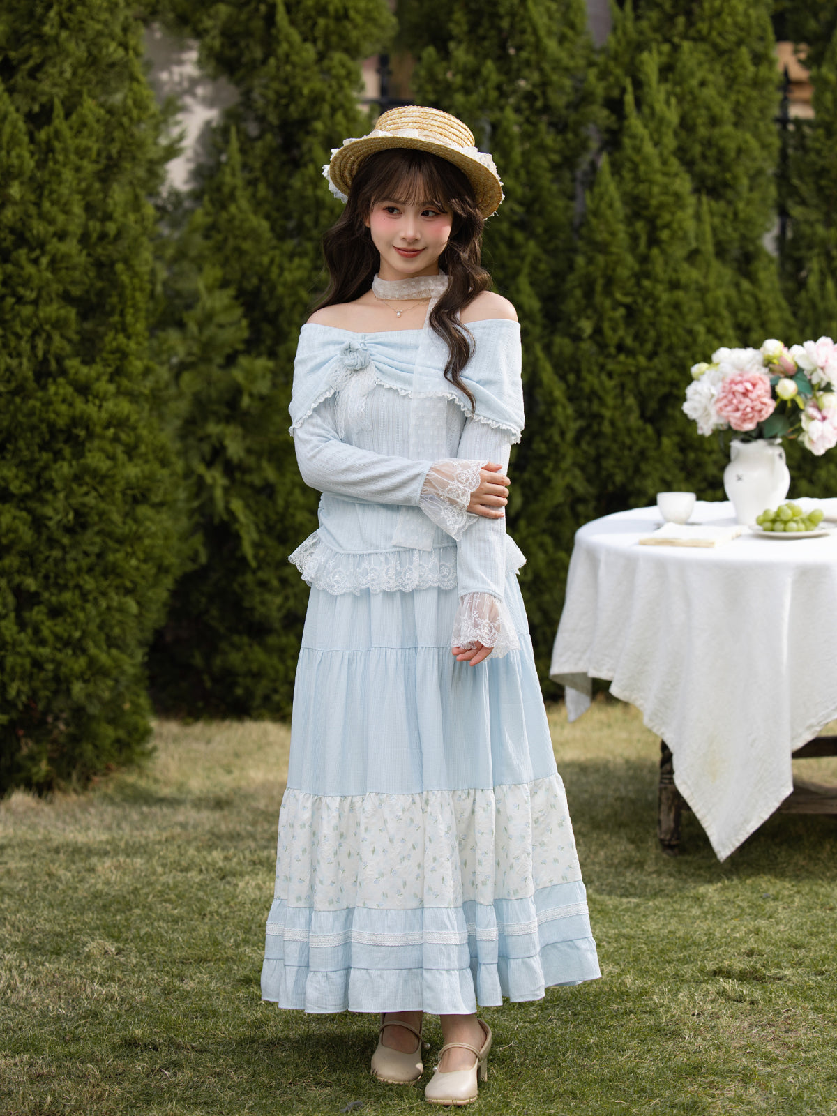 Cloud Garden Off Shoulder Top-Tops-ntbhshop