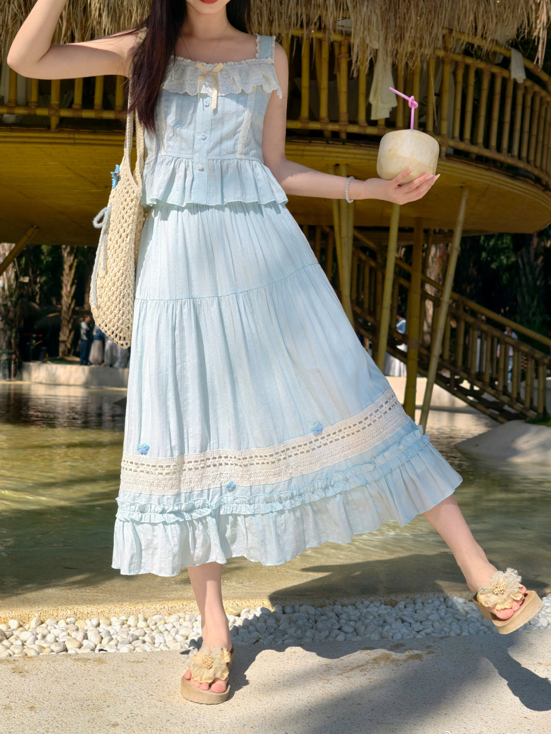 Palm Path Lace Top & Skirt-Sets-ntbhshop