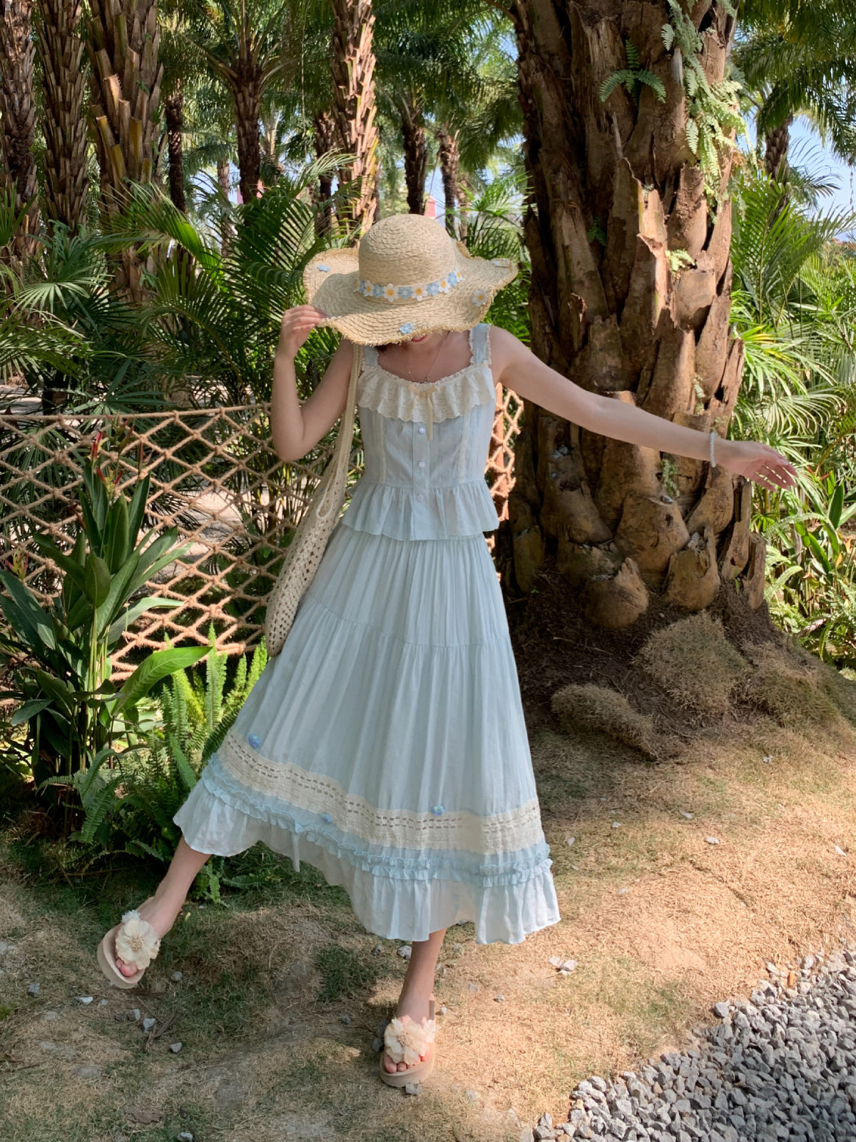 Palm Path Lace Top & Skirt-Sets-ntbhshop