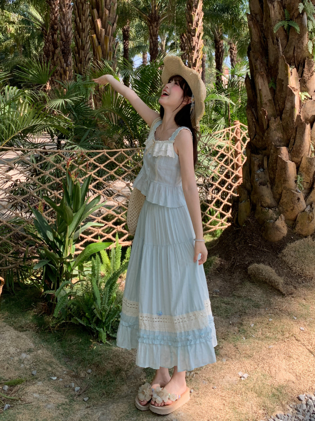 Palm Path Lace Top & Skirt-Sets-ntbhshop