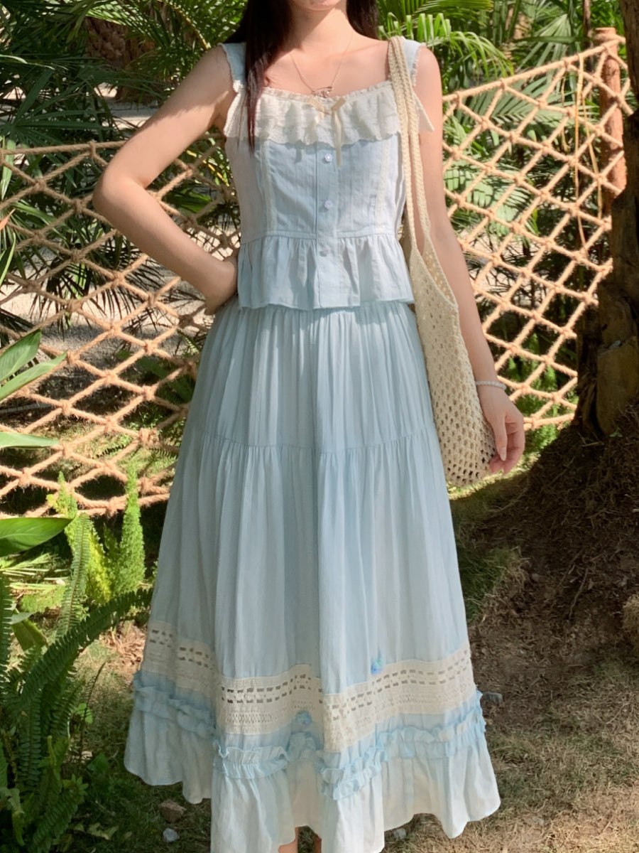 Palm Path Lace Top & Skirt-Sets-ntbhshop