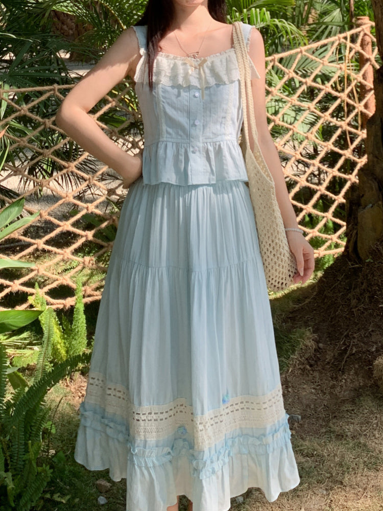 Palm Path Lace Top & Skirt-Sets-ntbhshop