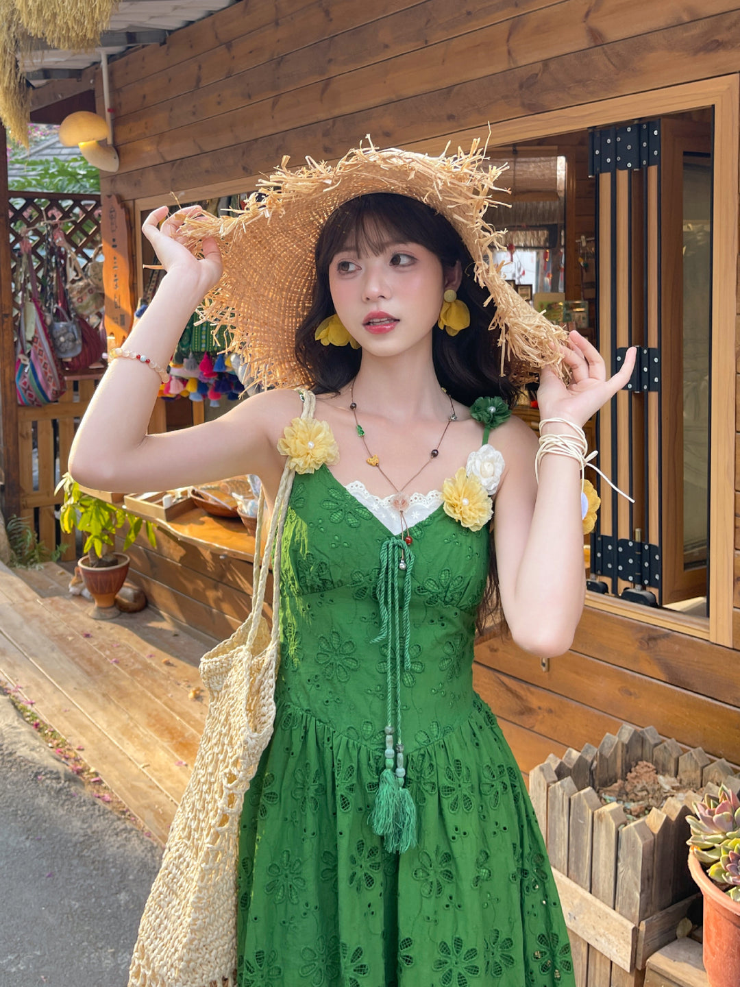 Tropical Bloom Eyelet Sundresses-Dresses-ntbhshop