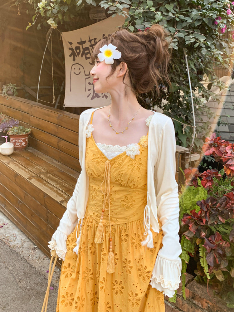 Tropical Bloom Eyelet Sundresses-Dresses-ntbhshop