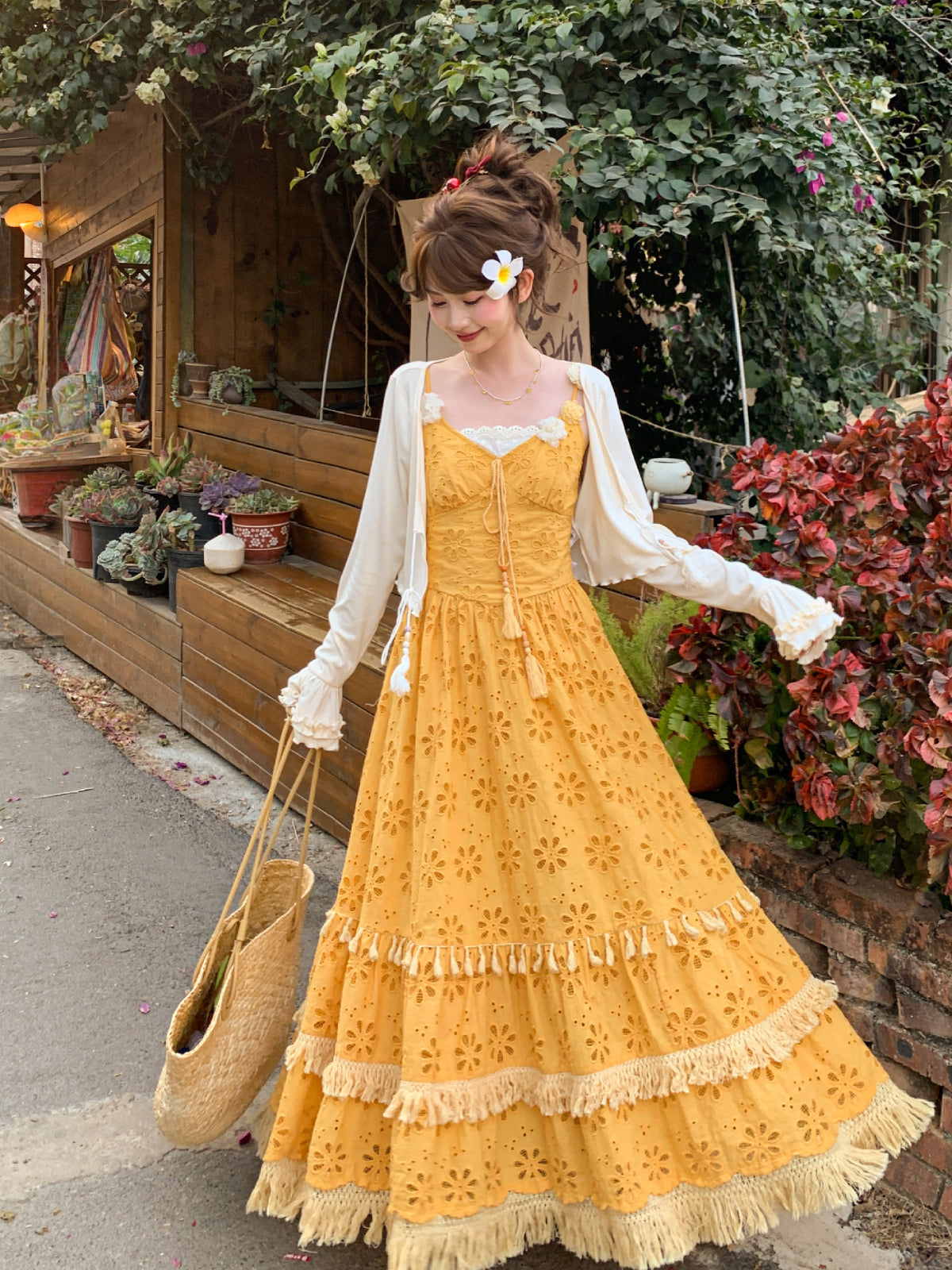 Tropical Bloom Eyelet Sundresses-Dresses-ntbhshop