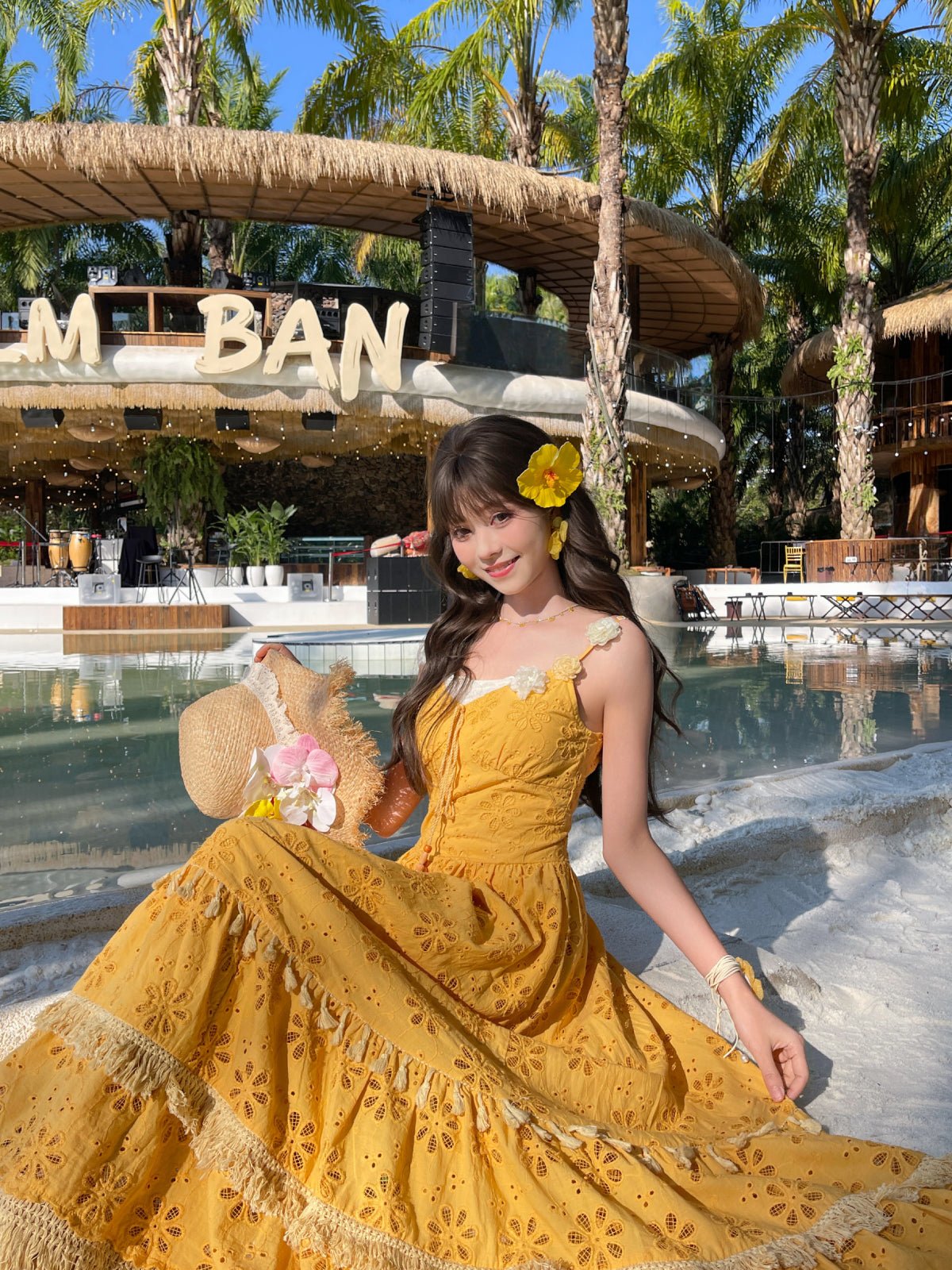 Tropical Bloom Eyelet Sundresses-Dresses-ntbhshop