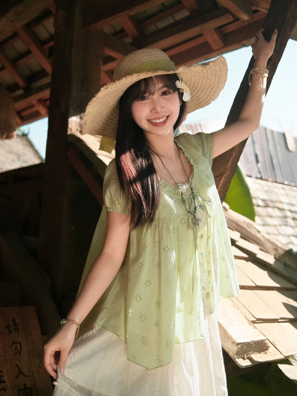 Floral Meadow Cotton Spliced Blouses-Tops-ntbhshop