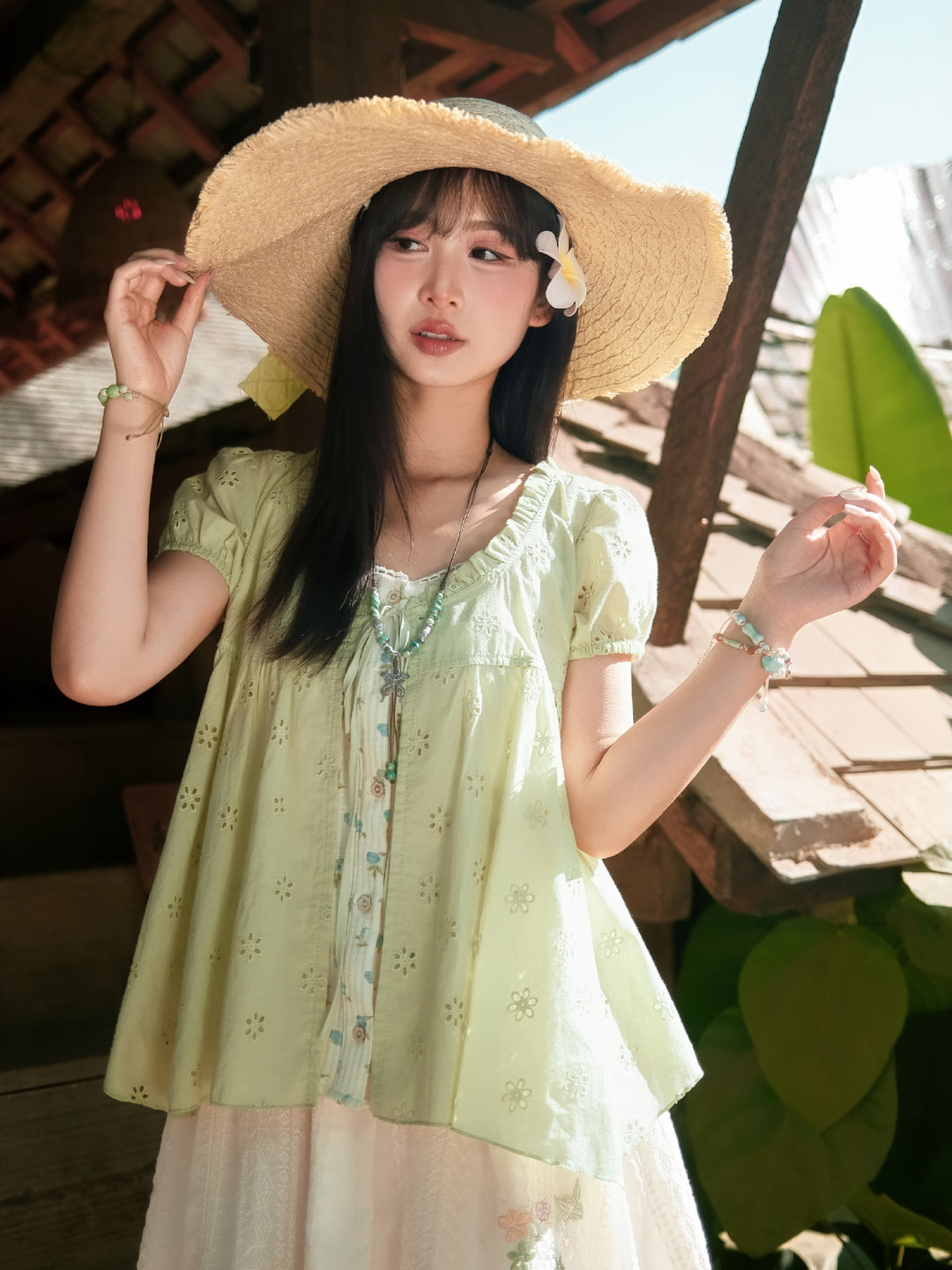 Floral Meadow Cotton Spliced Blouses-Tops-ntbhshop