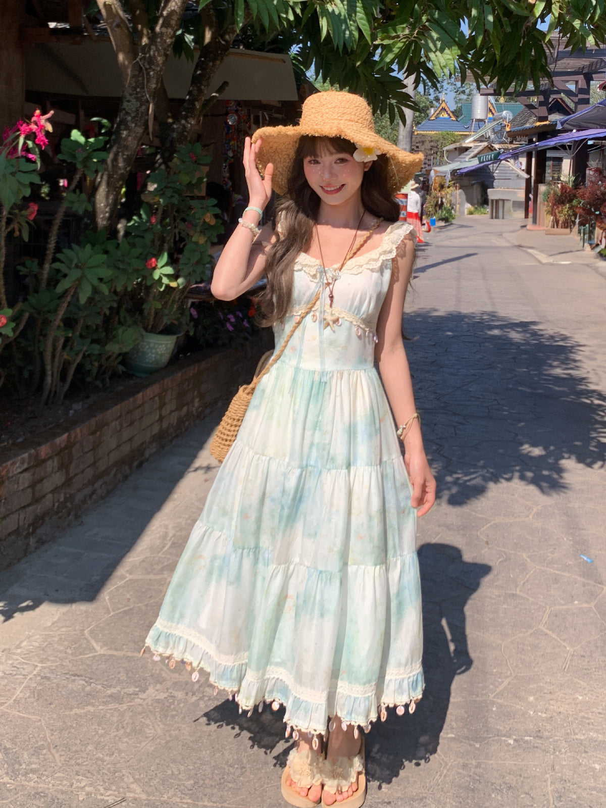 Seafoam Gauze Tassel Dress-Dresses-ntbhshop