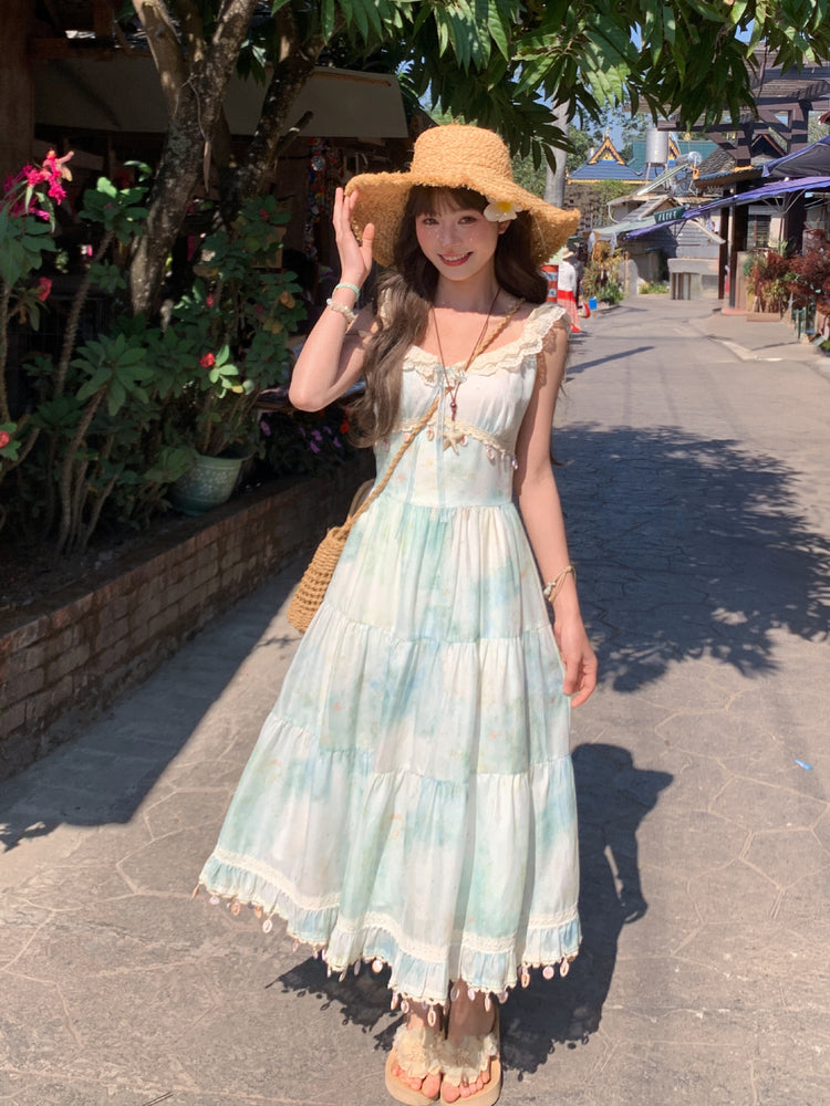 Seafoam Gauze Tassel Dress-Dresses-ntbhshop