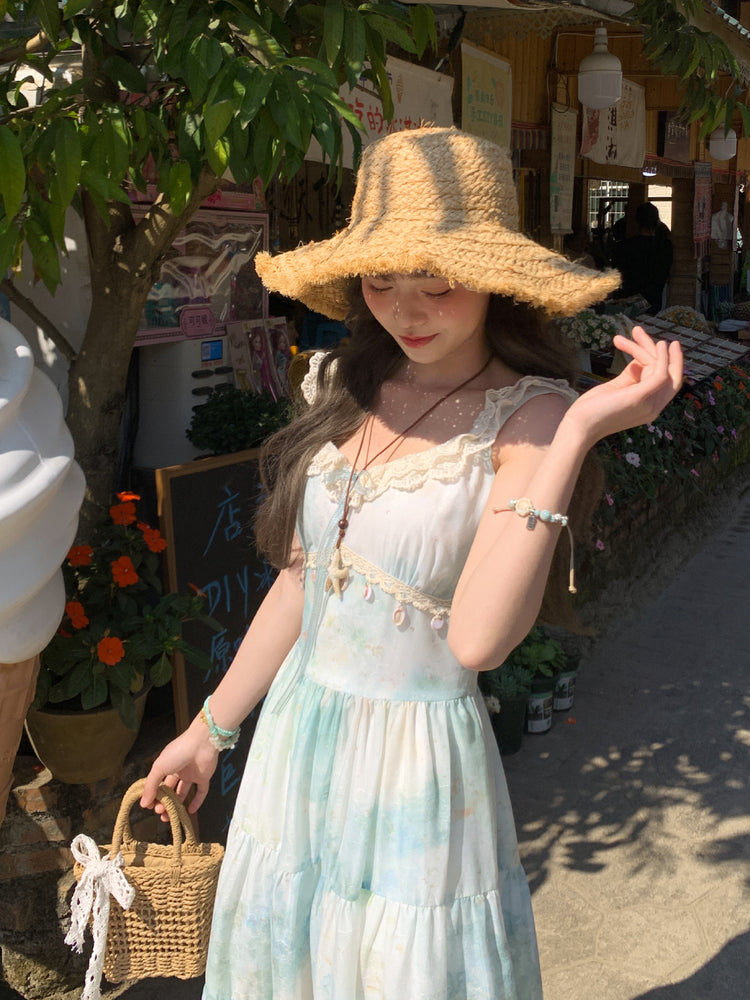 Seafoam Gauze Tassel Dress-Dresses-ntbhshop