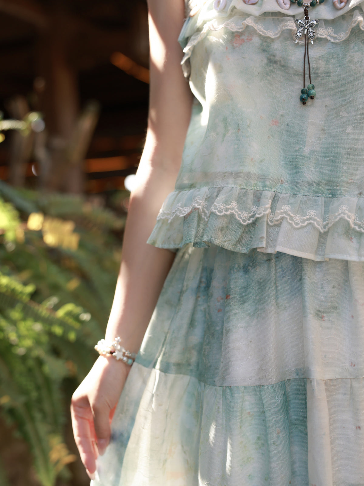 Seafoam Gauze Crop Top & Skirt-Sets-ntbhshop