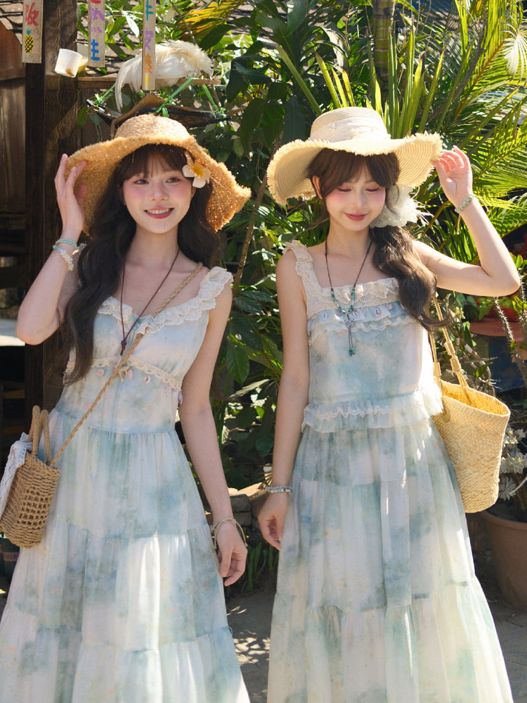 Seafoam Gauze Crop Top & Skirt-Sets-ntbhshop