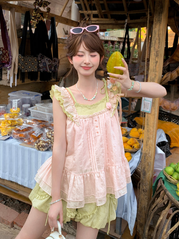 Tulip Bubble Ruffle Top & Shorts-Sets-ntbhshop