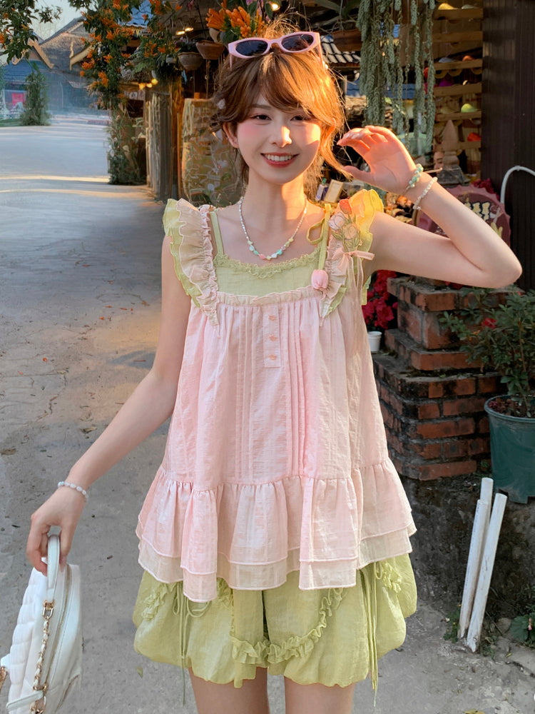 Tulip Bubble Ruffle Top & Shorts-Sets-ntbhshop