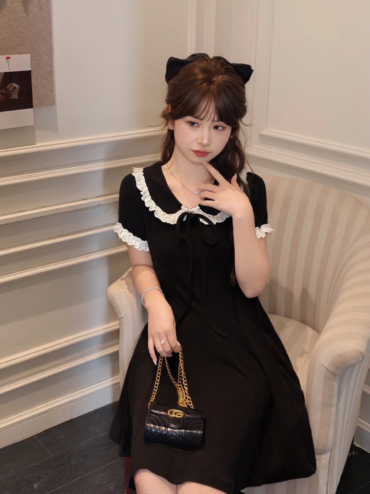 Midnight Lace Ribbon Dress-Dresses-ntbhshop