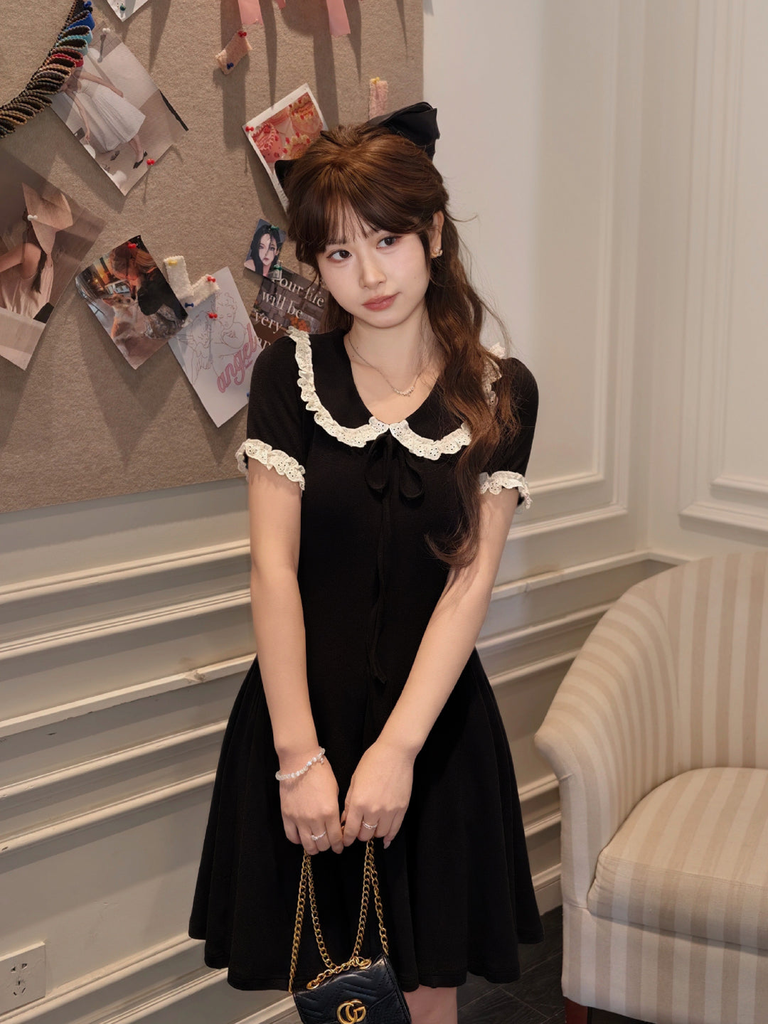 Midnight Lace Ribbon Dress-Dresses-ntbhshop