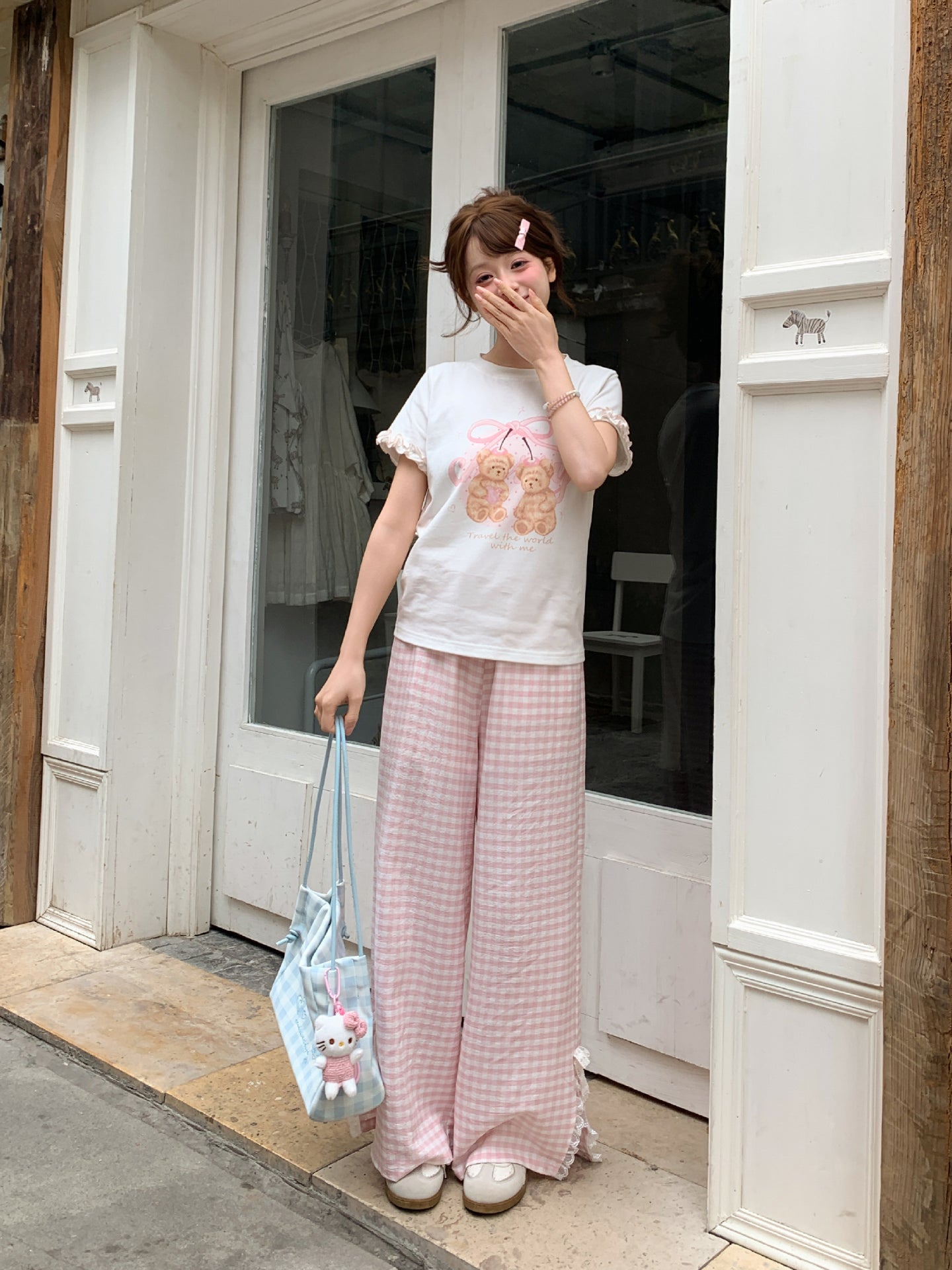 Sugar Blush Gingham Pants-Bottoms-ntbhshop