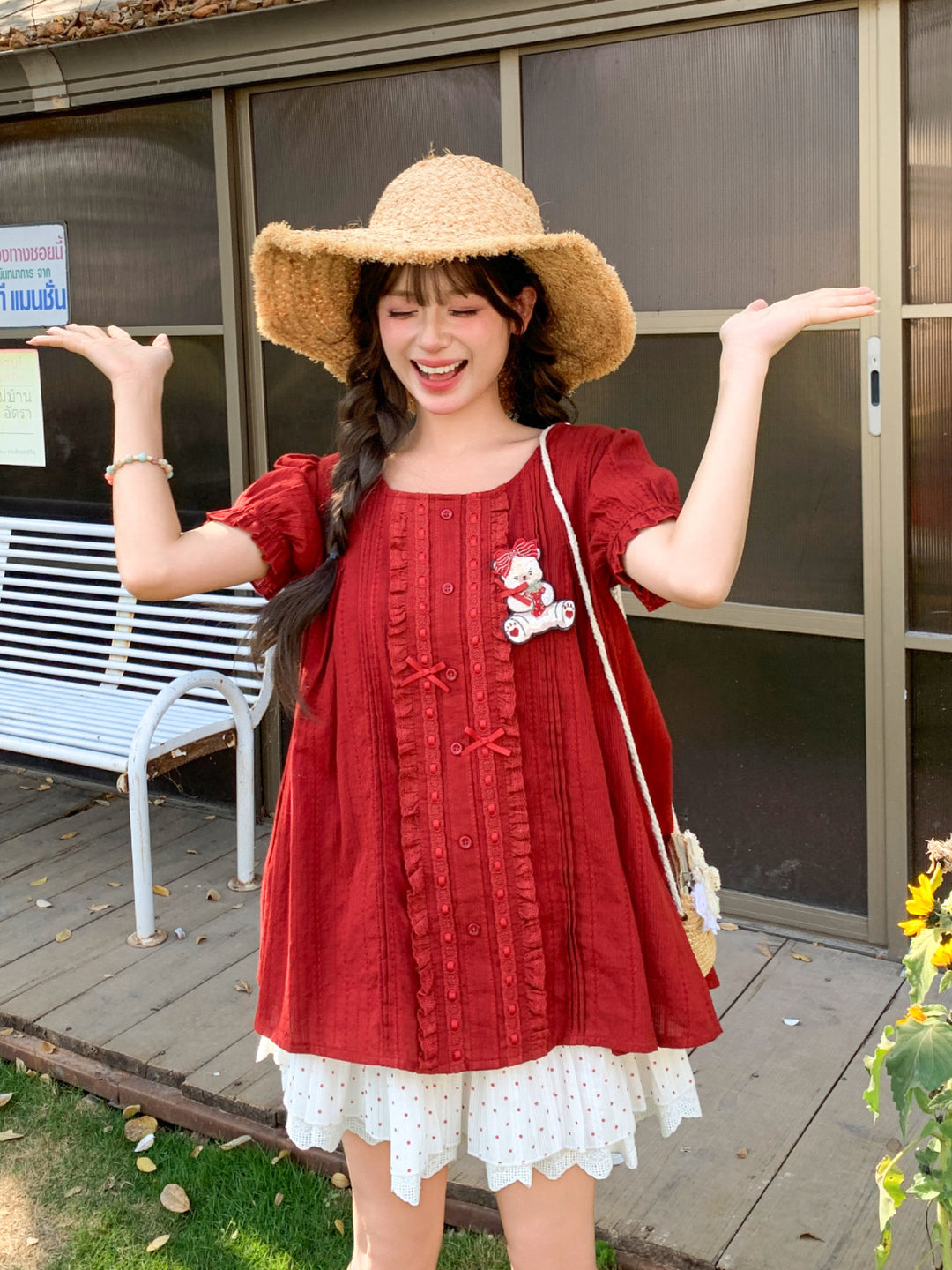 Cherry Dot Sailor Blouse-Tops-ntbhshop