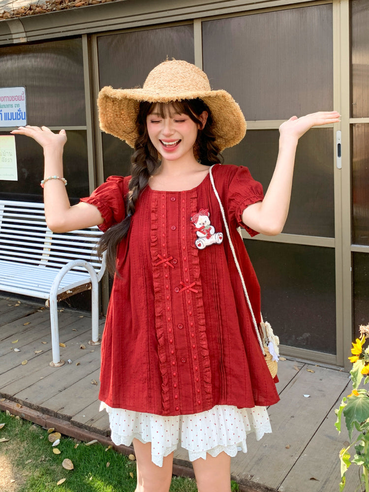 Cherry Dot Sailor Blouse-Tops-ntbhshop