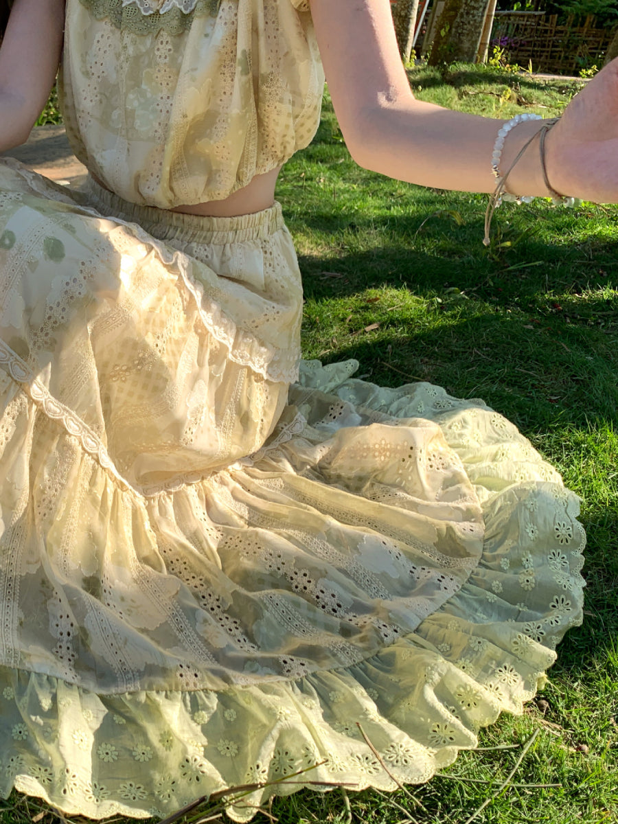 Sage Cottage Crop Top & Maxi Skirt-Sets-ntbhshop