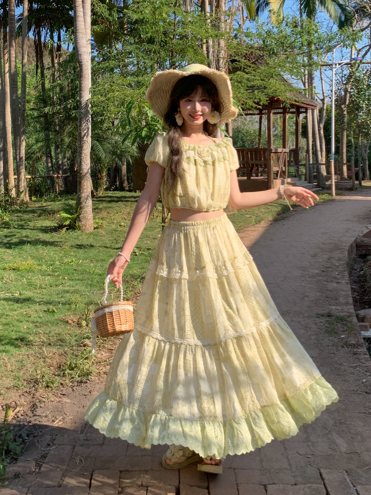 Sage Cottage Crop Top & Maxi Skirt-Sets-ntbhshop