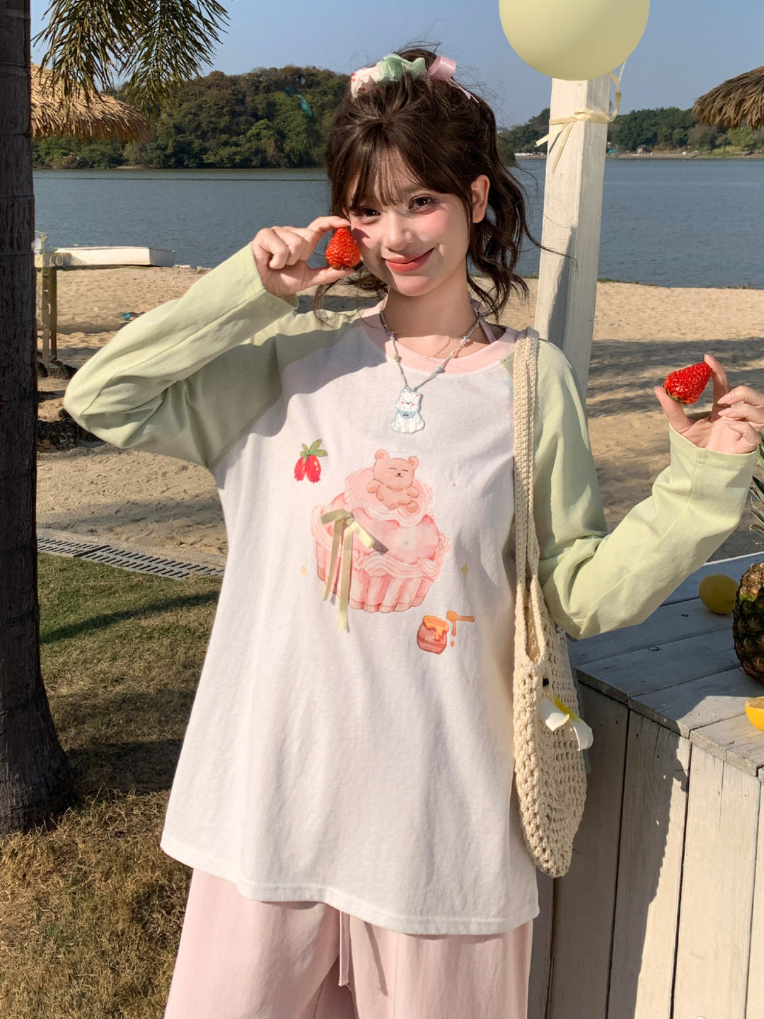 Strawberry Cupcake Raglan Tee-Tops-ntbhshop
