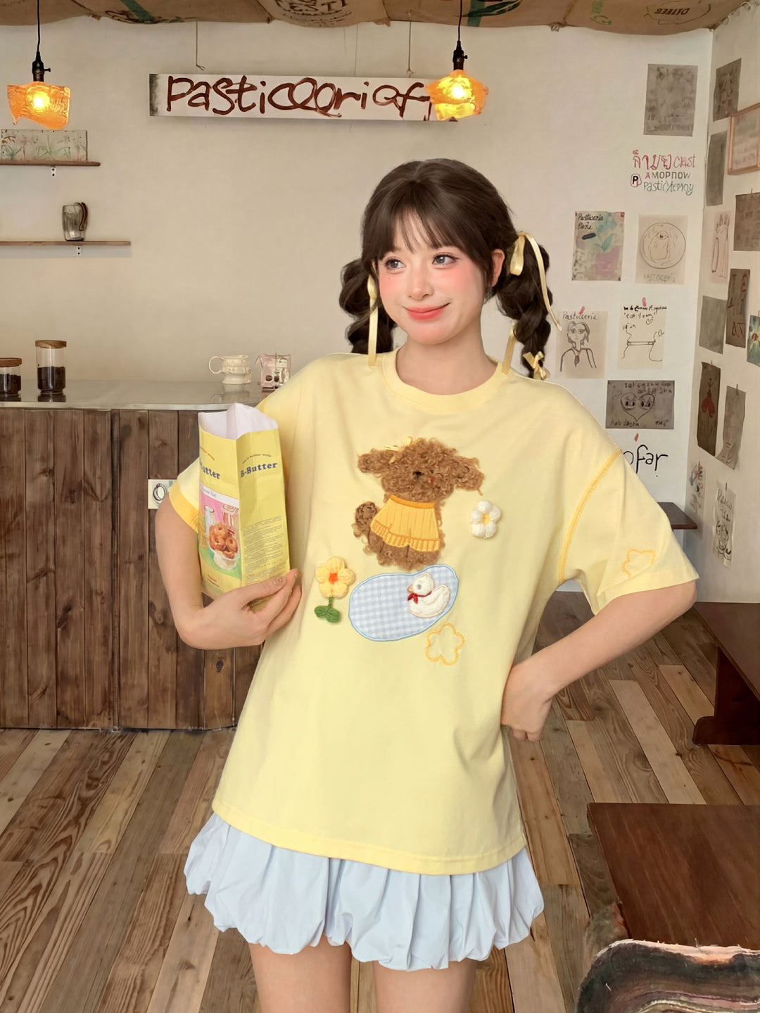 Buttercup Puppy Picnic Tee-Tops-ntbhshop