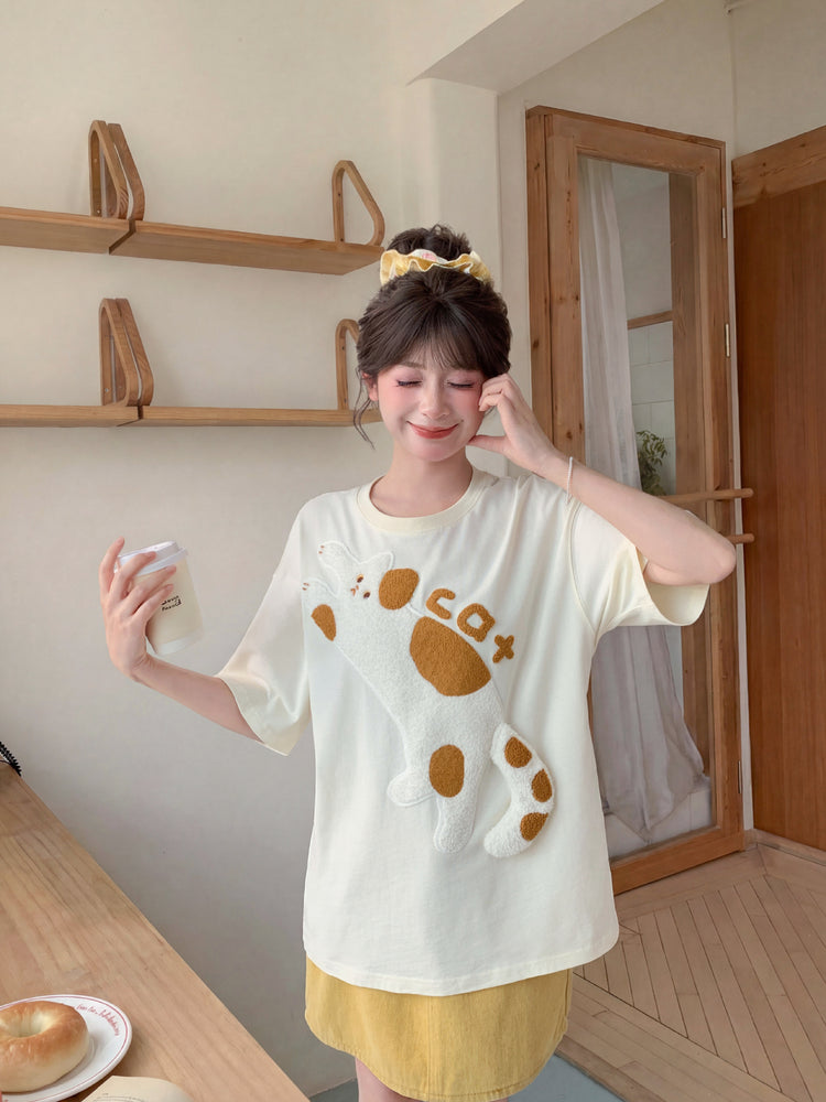 Milk Patch Cat Tee-Tops-ntbhshop