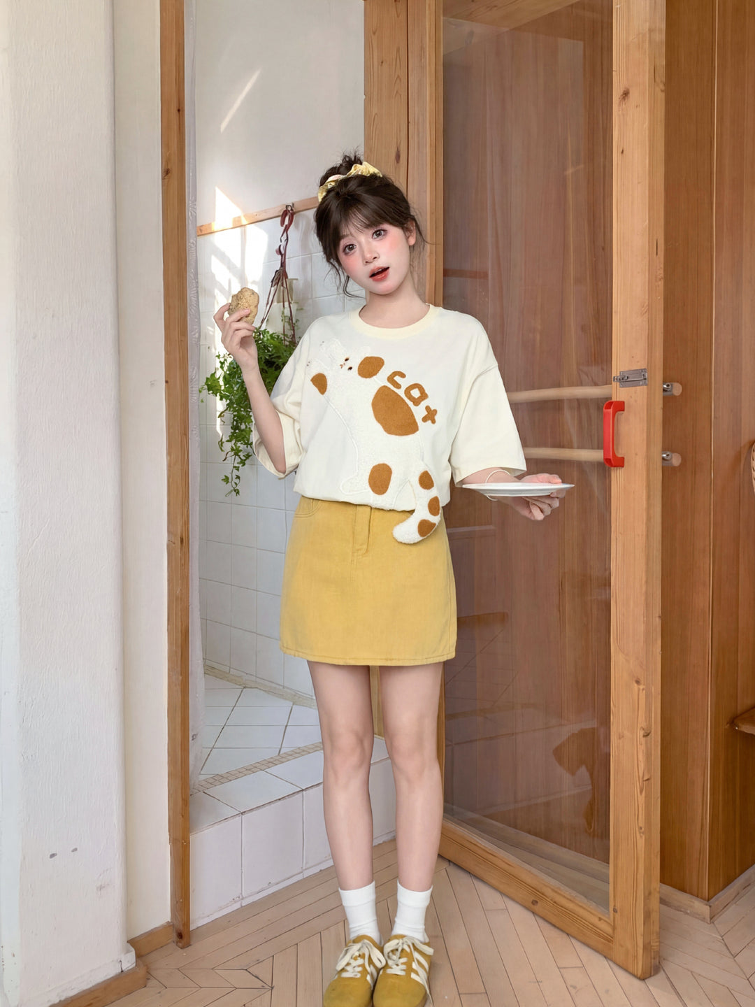 Milk Patch Cat Tee-Tops-ntbhshop