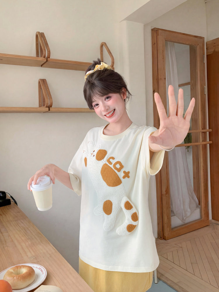 Milk Patch Cat Tee-Tops-ntbhshop