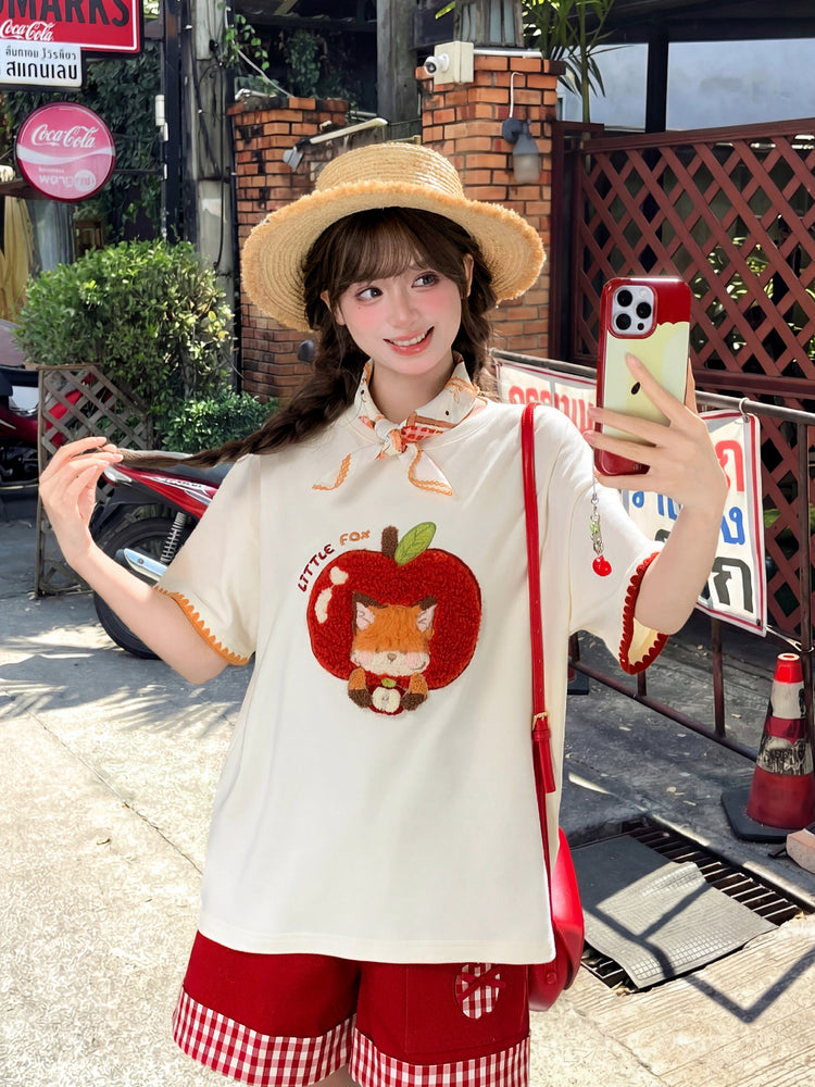 Apple Fox Crop Top & Tee-Sets-ntbhshop